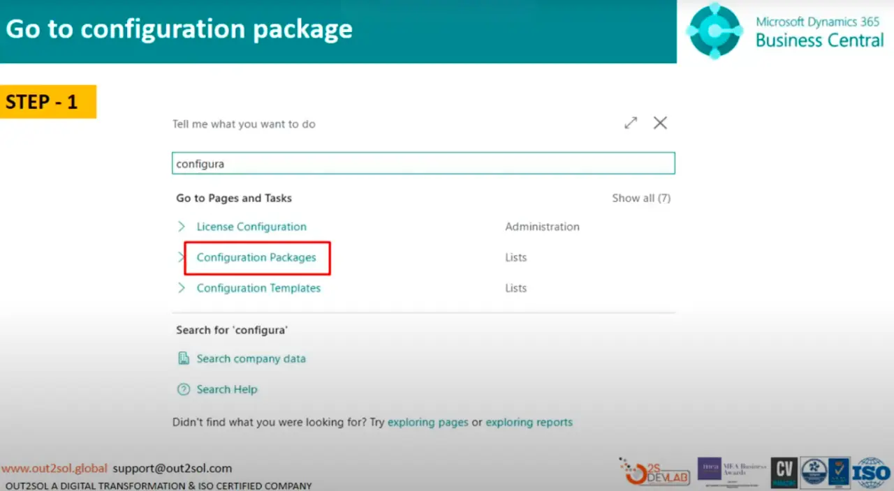 Go to Configuration Packages