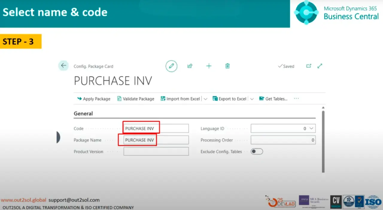 Select Code and Package Name