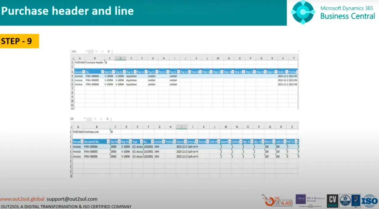 Fill Purchase Header and Line Data