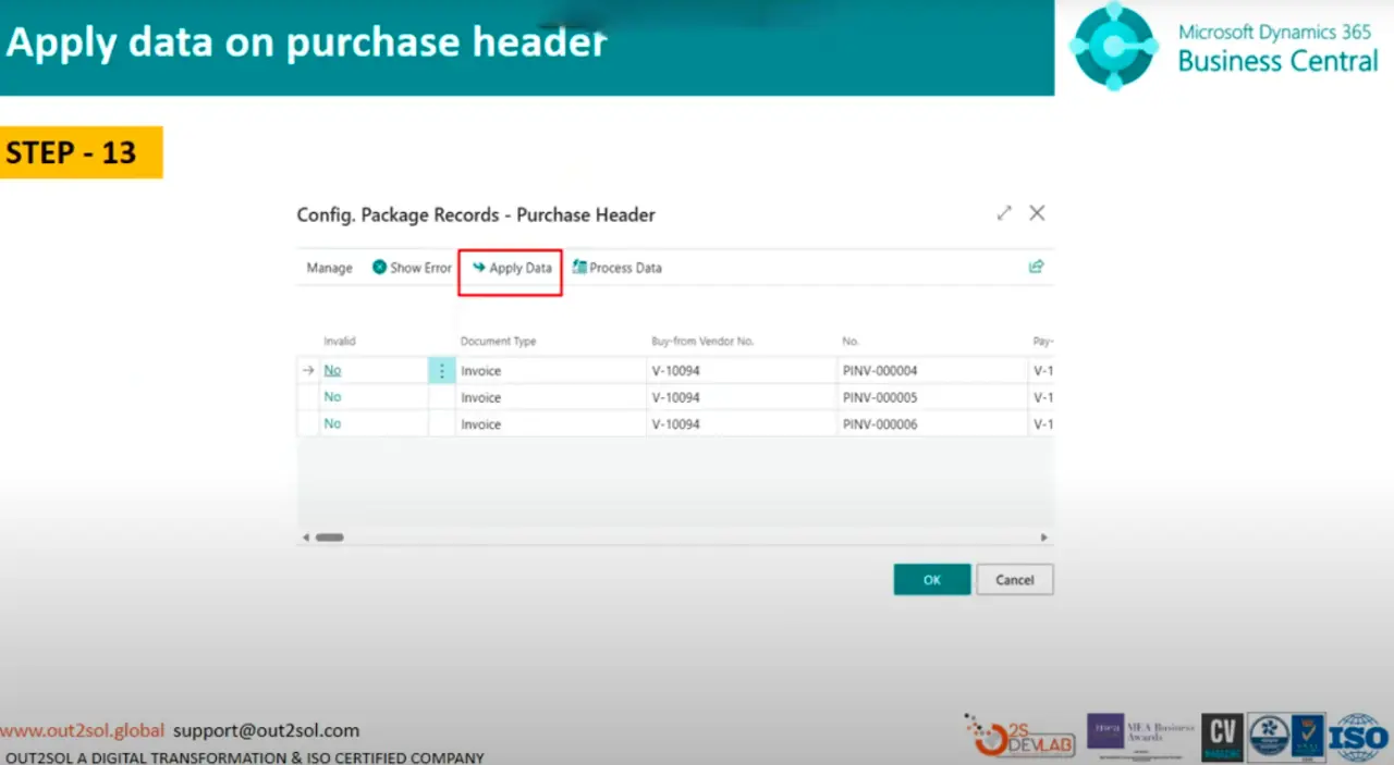 Apply Data to Purchase Header