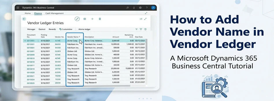 how to add vendor name in vendor ledger entries